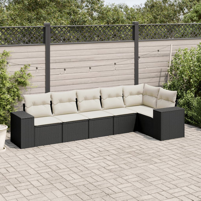 Set mobilier de grădină cu perne, 6 piese, negru, poliratan - WALTI WALTI