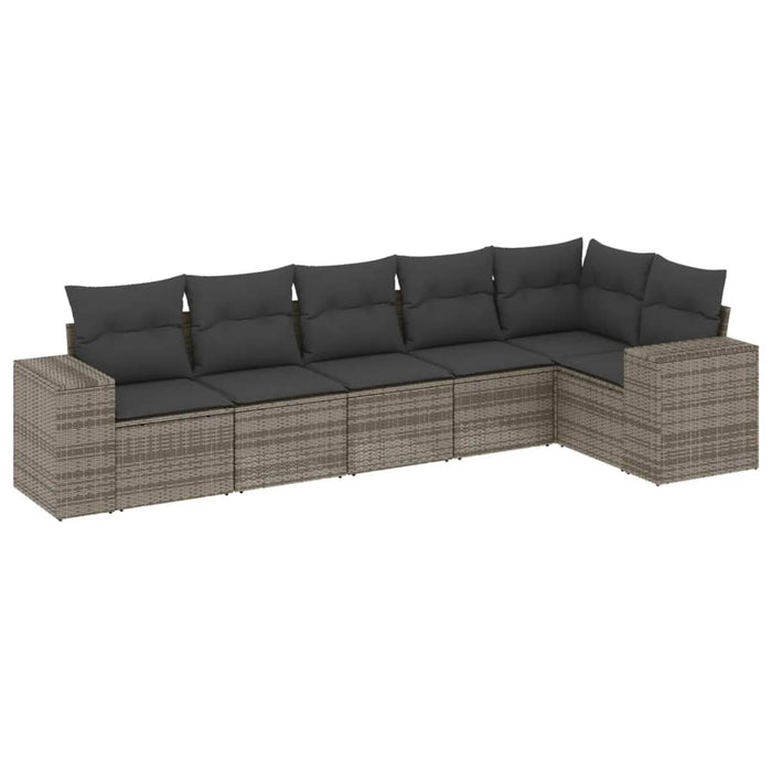 Set mobilier grădină cu perne, 6 piese, gri, poliratan - WALTI WALTI