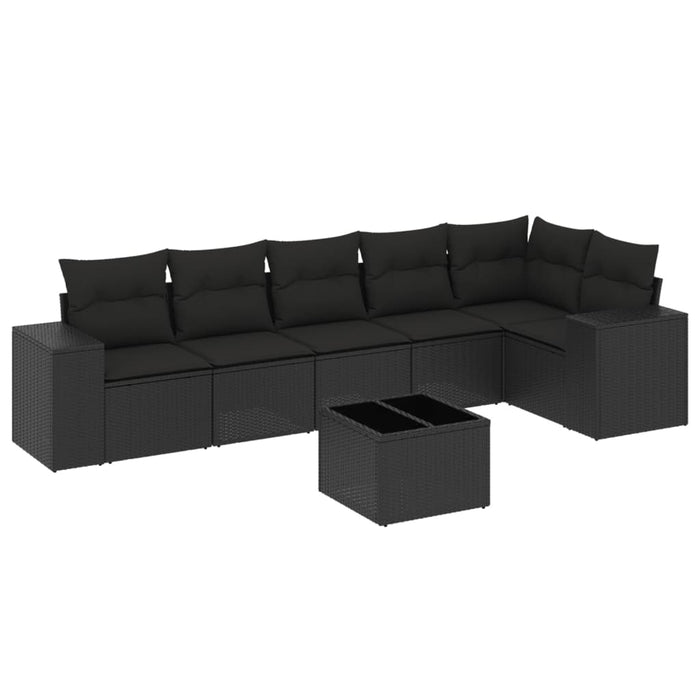 Set canapele de grădină cu perne, 7 piese, negru, poliratan - WALTI WALTI