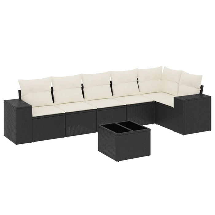 Set canapele de grădină cu perne, 7 piese, negru, poliratan - WALTI WALTI