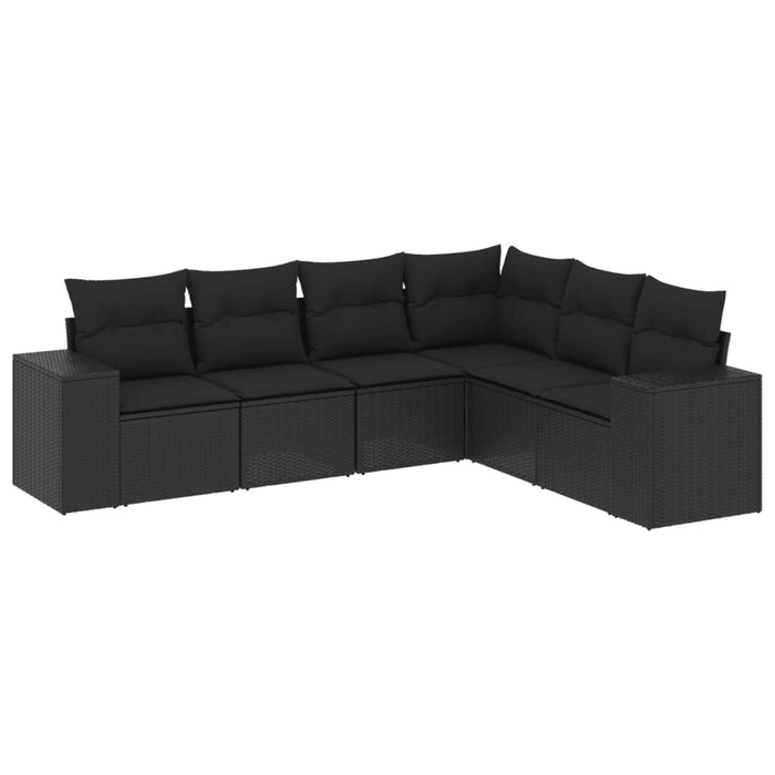 Set mobilier de grădină cu perne, 6 piese, negru, poliratan - WALTI WALTI