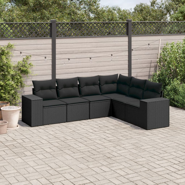 Set mobilier de grădină cu perne, 6 piese, negru, poliratan - WALTI WALTI