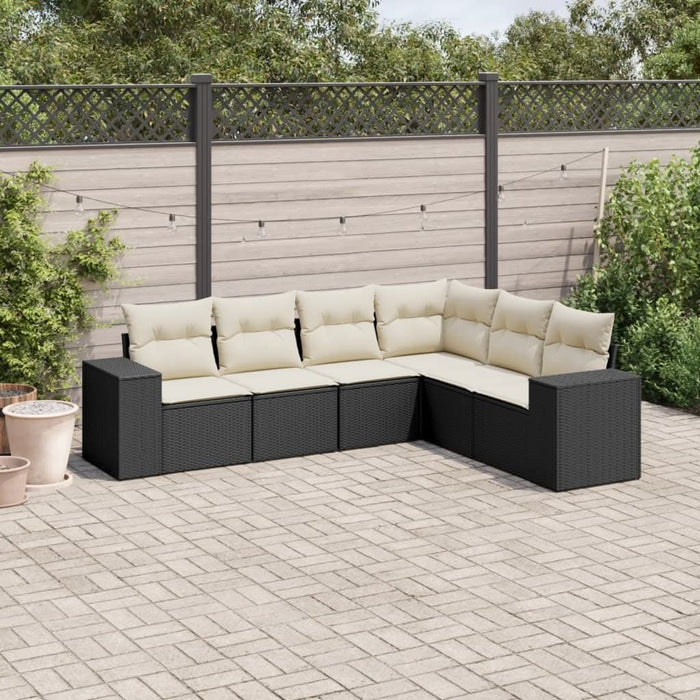 Set mobilier de grădină cu perne, 6 piese, negru, poliratan - WALTI WALTI