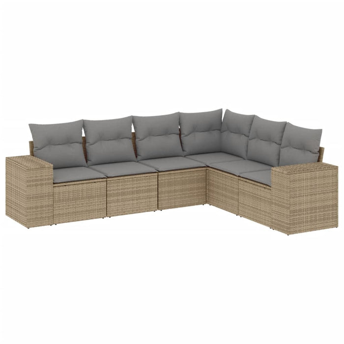 Set canapele de grădină cu perne, 6 piese, bej, poliratan WALTI