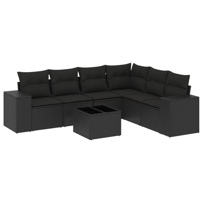 Set canapele de grădină cu perne, 7 piese, negru, poliratan - WALTI WALTI