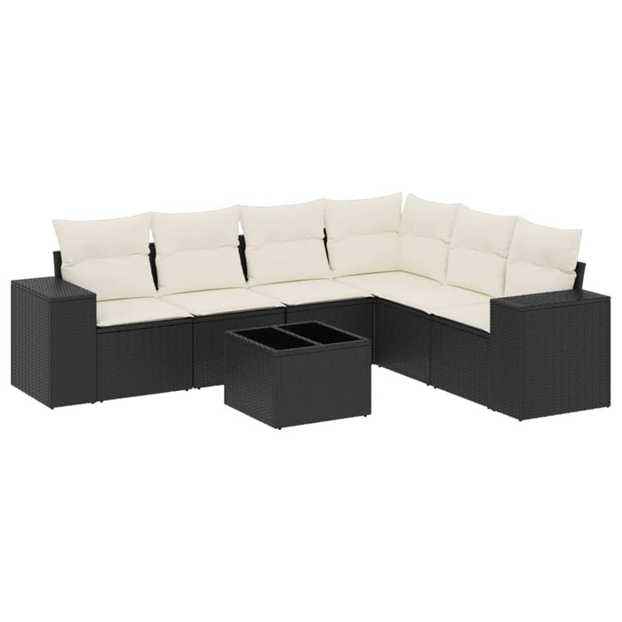 Set canapele de grădină cu perne, 7 piese, negru, poliratan - WALTI WALTI