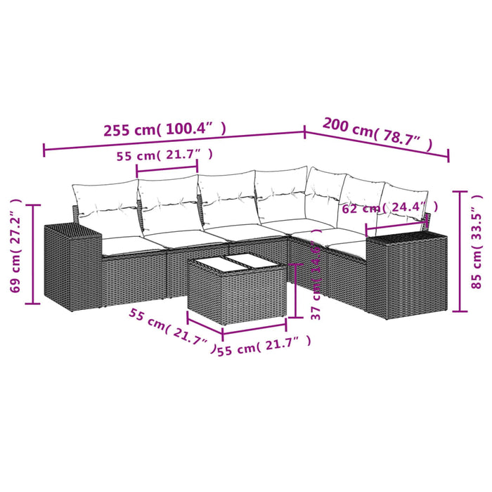 Set canapele de grădină cu perne, 7 piese, negru, poliratan - WALTI WALTI