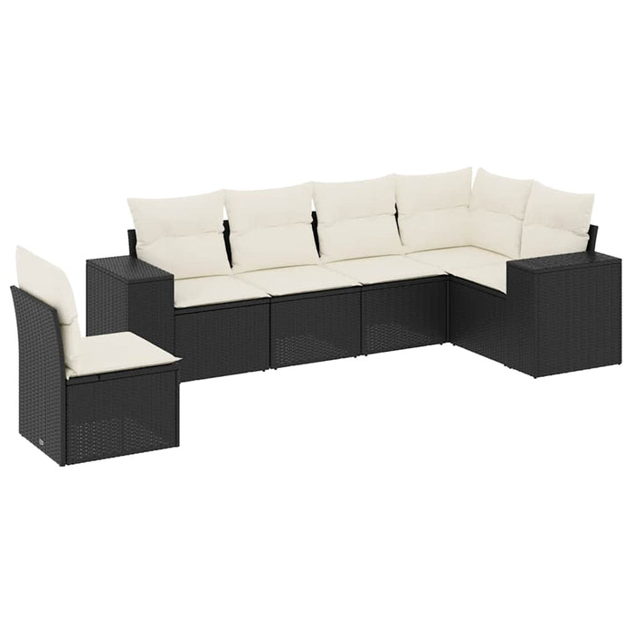 Set mobilier de grădină cu perne, 6 piese, negru, poliratan - WALTI WALTI