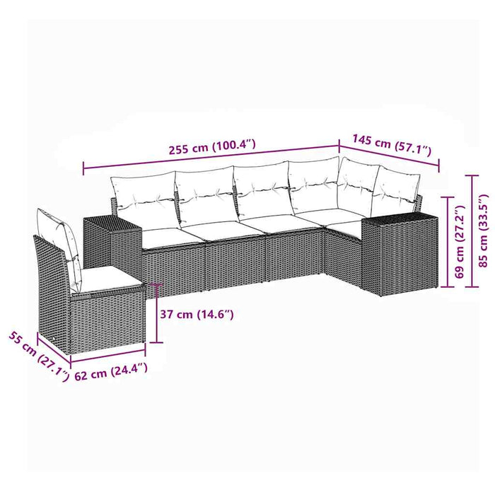 Set mobilier de grădină cu perne, 6 piese, negru, poliratan - WALTI WALTI