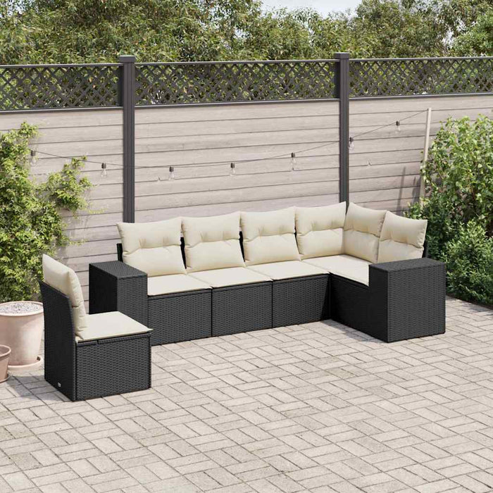 Set mobilier de grădină cu perne, 6 piese, negru, poliratan - WALTI WALTI
