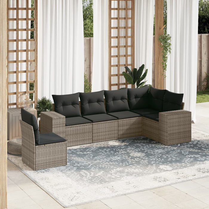 Set mobilier grădină cu perne, 6 piese, gri, poliratan - WALTI WALTI