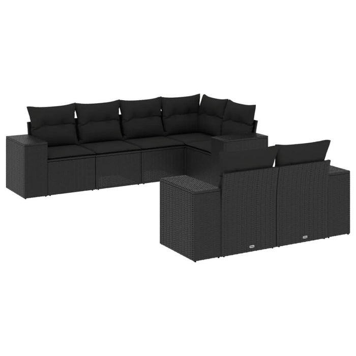 Set canapele de grădină cu perne, 7 piese, negru, poliratan - WALTI WALTI