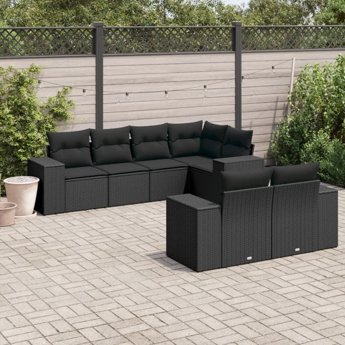 Set canapele de grădină cu perne, 7 piese, negru, poliratan - WALTI WALTI
