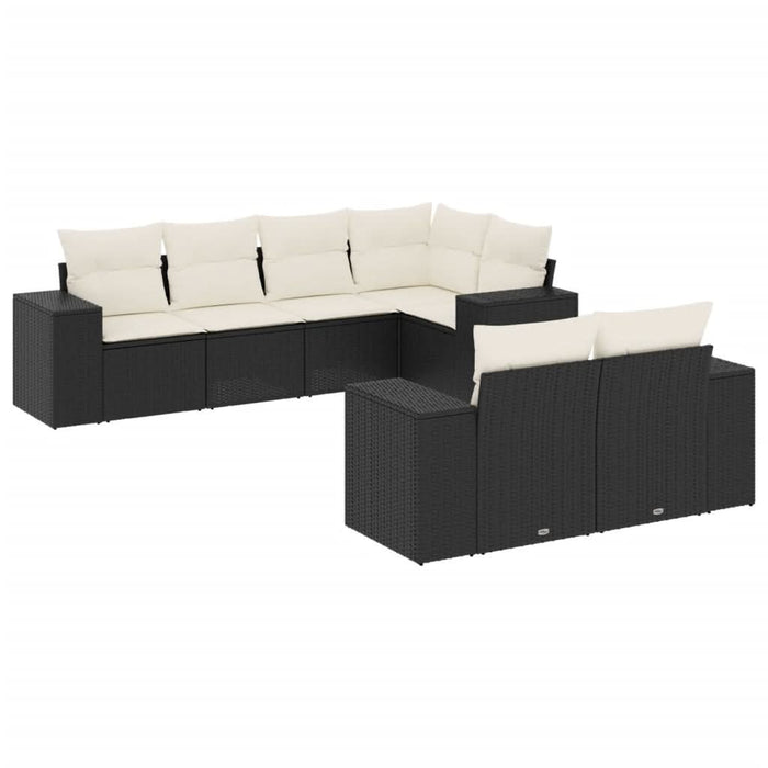 Set canapele de grădină cu perne, 7 piese, negru, poliratan - WALTI WALTI