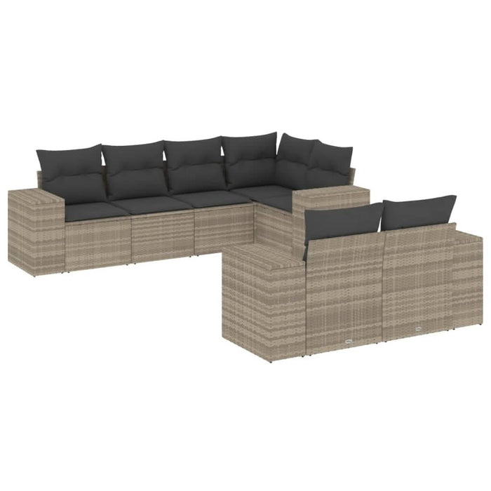 Set canapele de grădină cu perne, 7piese gri deschis poliratan - WALTI WALTI
