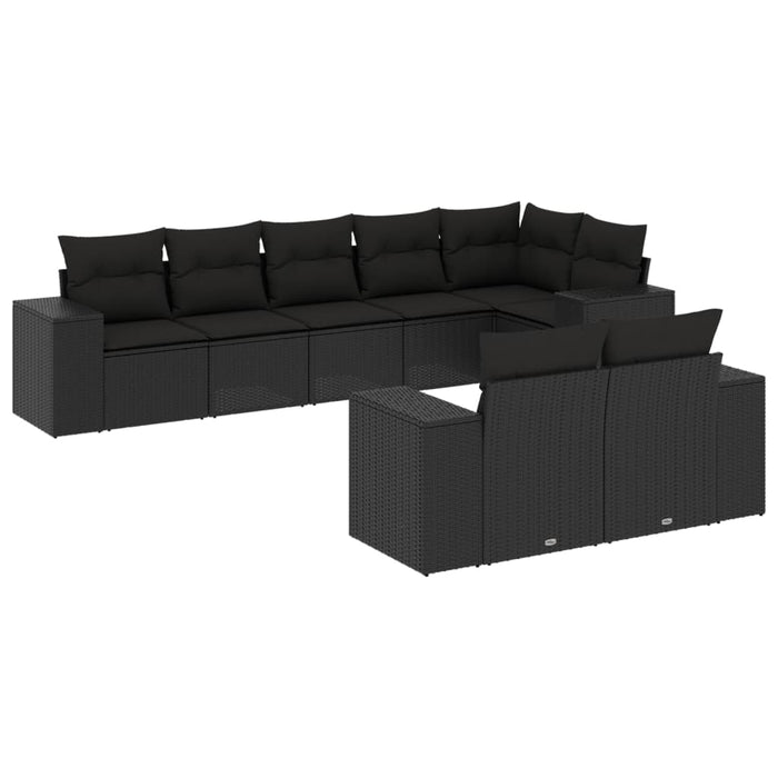 Set mobilier de grădină cu perne, 8 piese, negru, poliratan - WALTI WALTI