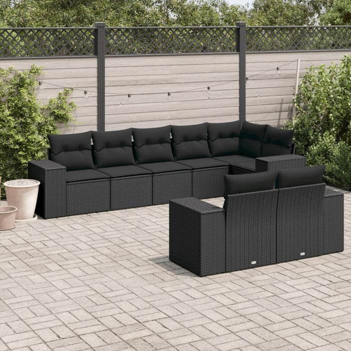 Set mobilier de grădină cu perne, 8 piese, negru, poliratan - WALTI WALTI