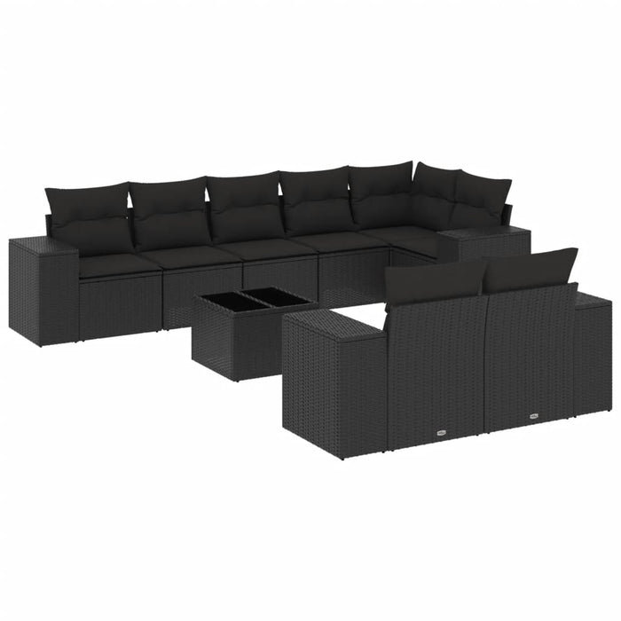 Set mobilier de grădină cu perne, 9 piese, negru, poliratan - WALTI WALTI
