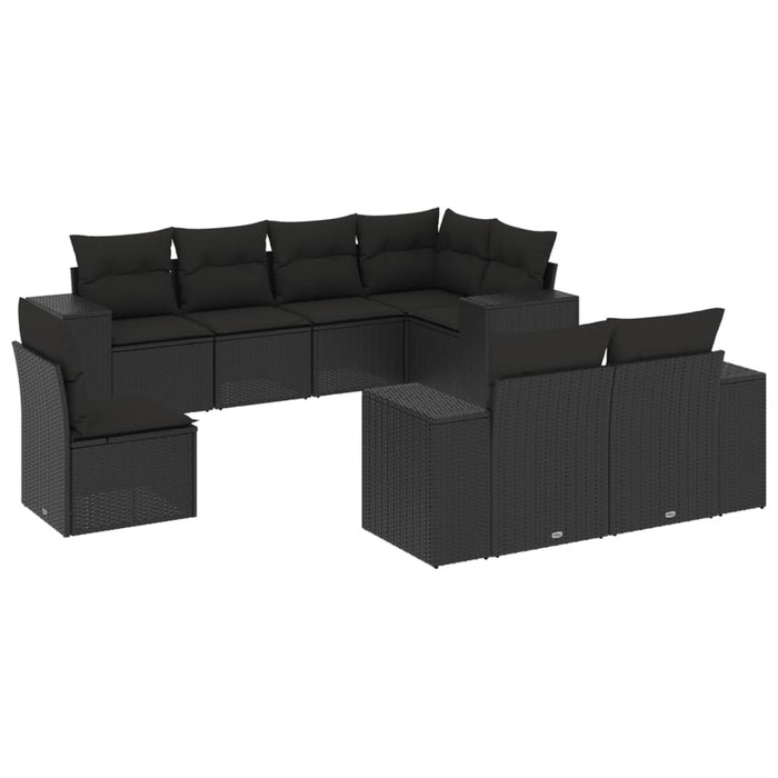 Set mobilier de grădină cu perne, 8 piese, negru, poliratan - WALTI WALTI