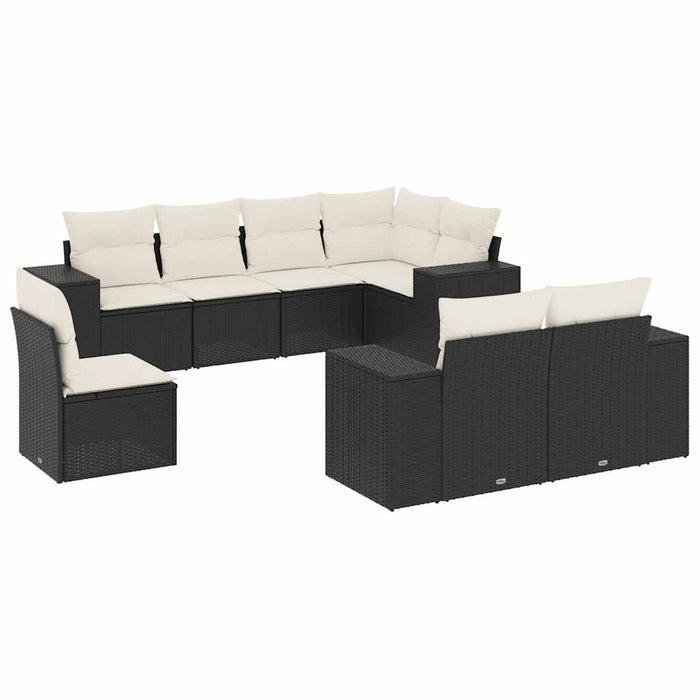 Set mobilier de grădină cu perne, 8 piese, negru, poliratan - WALTI WALTI