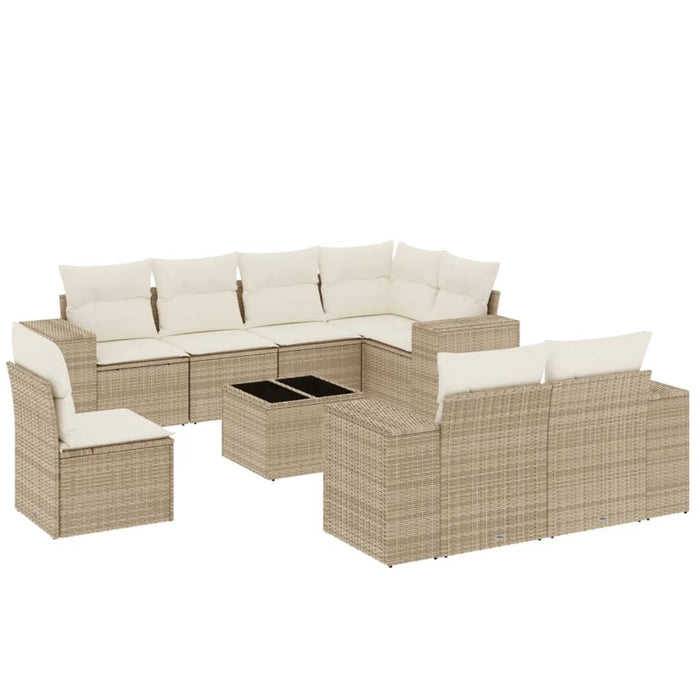 Set canapele de grădină, 9 piese, cu perne, bej, poliratan - WALTI WALTI