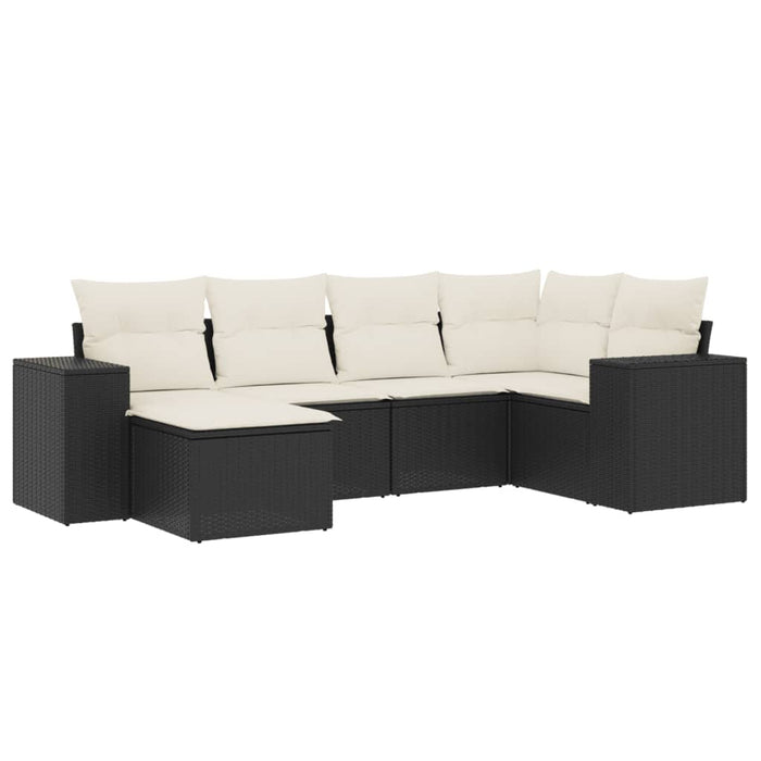 Set mobilier de grădină cu perne, 6 piese, negru, poliratan - WALTI WALTI
