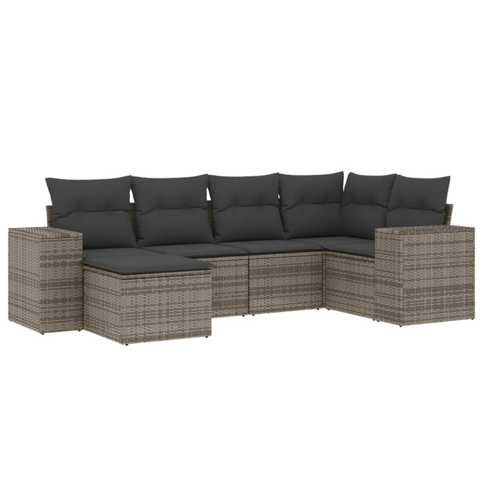 Set mobilier grădină cu perne, 6 piese, gri, poliratan - WALTI WALTI