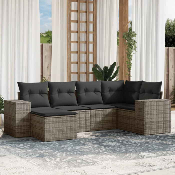 Set mobilier grădină cu perne, 6 piese, gri, poliratan - WALTI WALTI