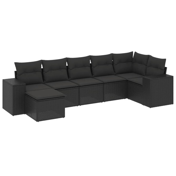 Set canapele de grădină cu perne, 7 piese, negru, poliratan - WALTI WALTI