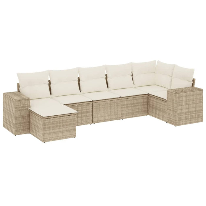 Set canapele de grădină, 7 piese, cu perne, bej, poliratan - WALTI WALTI