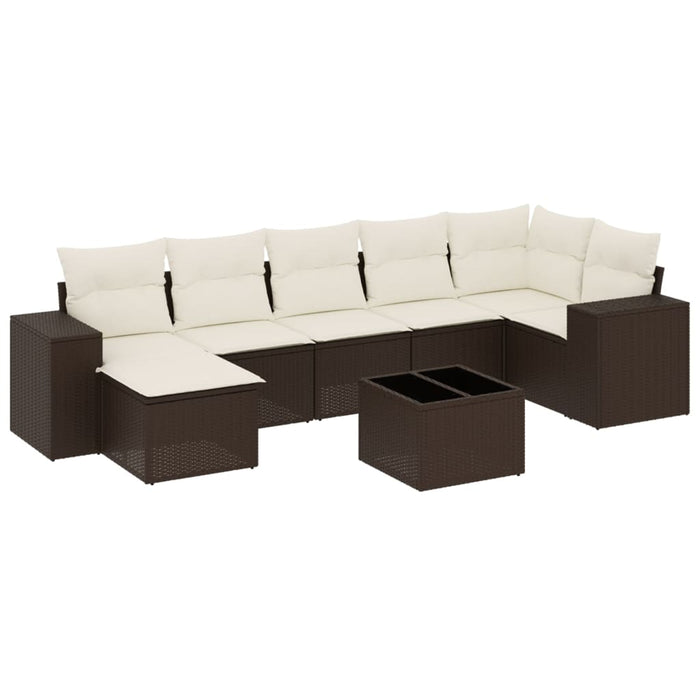 Set canapele de grădină cu perne, 8 piese, maro, poliratan WALTI