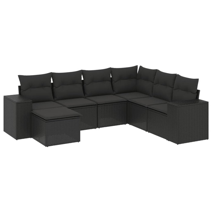 Set canapele de grădină cu perne, 7 piese, negru, poliratan - WALTI WALTI