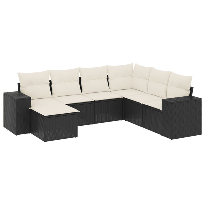 Set canapele de grădină cu perne, 7 piese, negru, poliratan - WALTI WALTI