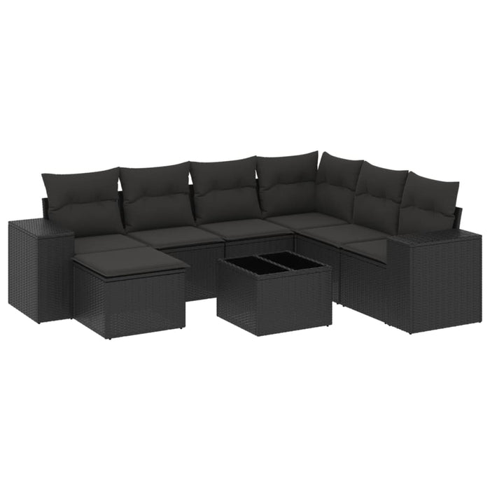 Set mobilier de grădină cu perne, 8 piese, negru, poliratan - WALTI WALTI