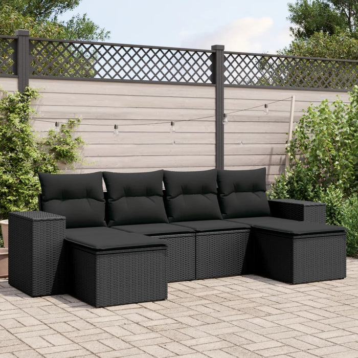 Set mobilier de grădină cu perne, 6 piese, negru, poliratan - WALTI WALTI