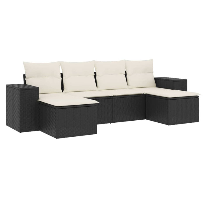 Set mobilier de grădină cu perne, 6 piese, negru, poliratan - WALTI WALTI