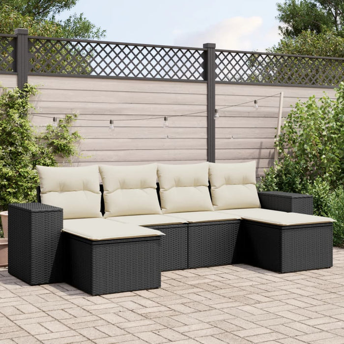 Set mobilier de grădină cu perne, 6 piese, negru, poliratan - WALTI WALTI