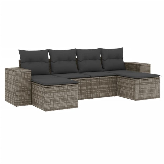 Set mobilier grădină cu perne, 6 piese, gri, poliratan - WALTI WALTI