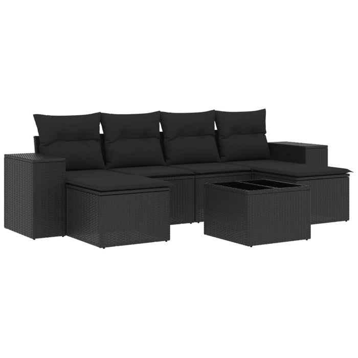 Set canapele de grădină cu perne, 7 piese, negru, poliratan - WALTI WALTI