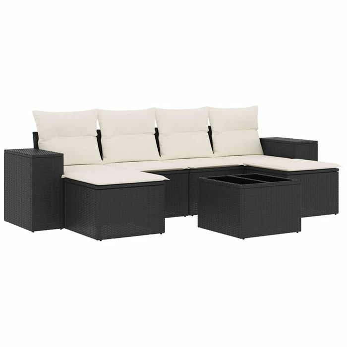 Set canapele de grădină cu perne, 7 piese, negru, poliratan - WALTI WALTI