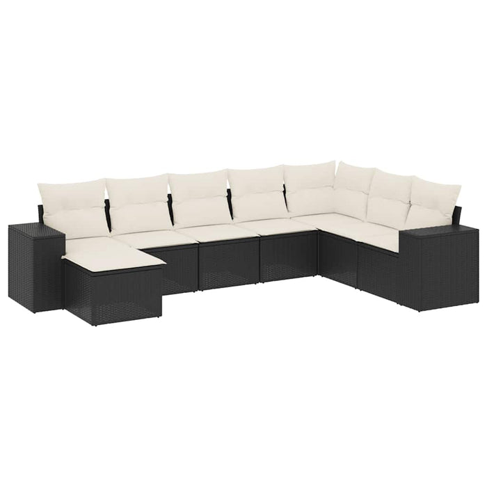 Set mobilier de grădină cu perne, 8 piese, negru, poliratan - WALTI WALTI
