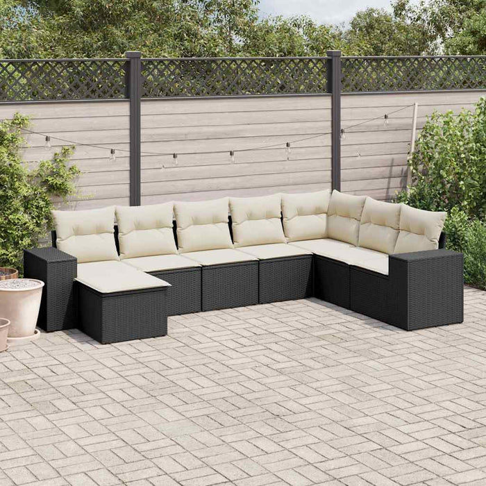 Set mobilier de grădină cu perne, 8 piese, negru, poliratan - WALTI WALTI