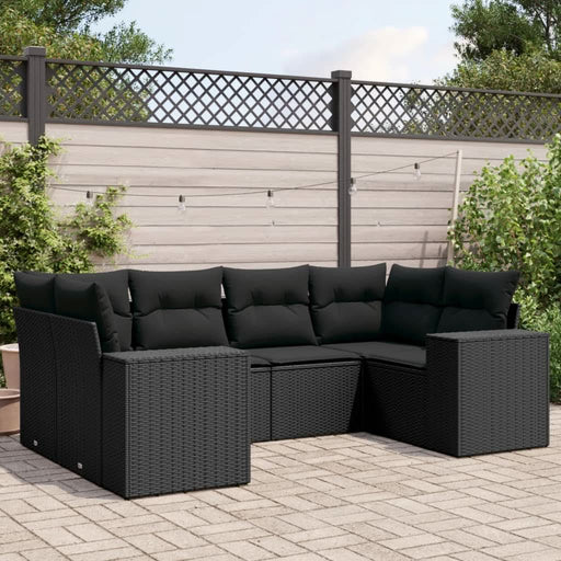 Set mobilier de grădină cu perne, 6 piese, negru, poliratan - WALTI WALTI