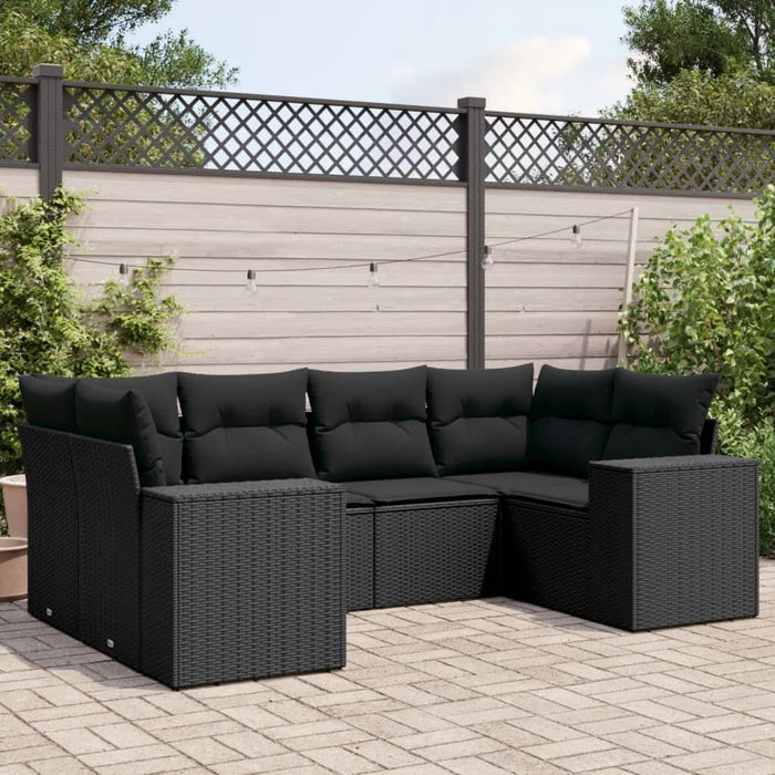 Set mobilier de grădină cu perne, 6 piese, negru, poliratan - WALTI WALTI