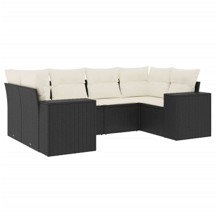 Set mobilier de grădină cu perne, 6 piese, negru, poliratan - WALTI WALTI