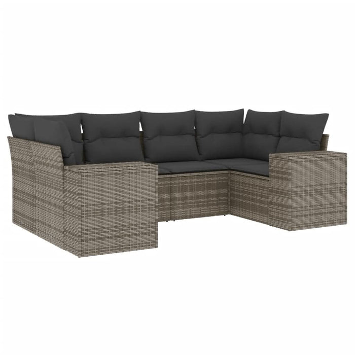 Set mobilier grădină cu perne, 6 piese, gri, poliratan - WALTI WALTI