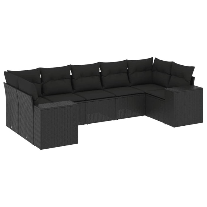 Set canapele de grădină cu perne, 7 piese, negru, poliratan - WALTI WALTI