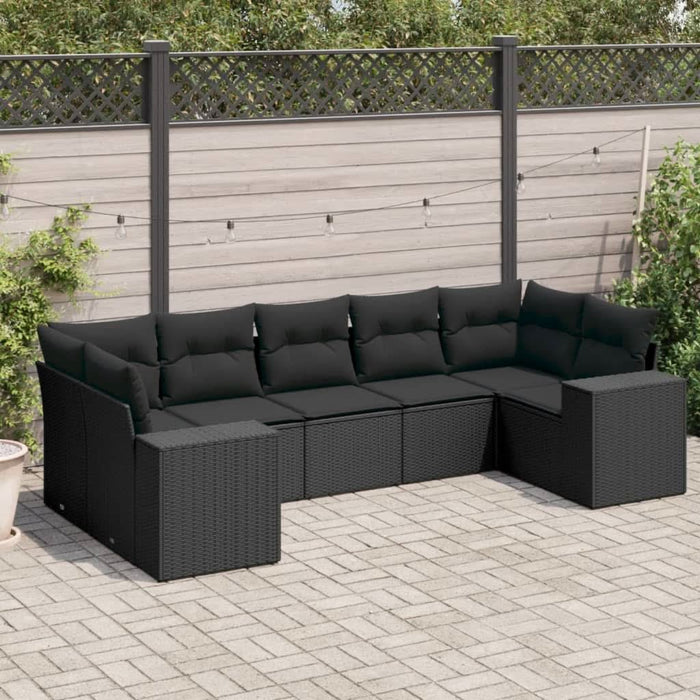 Set canapele de grădină cu perne, 7 piese, negru, poliratan - WALTI WALTI