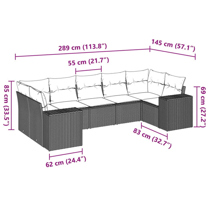 Set canapele de grădină cu perne, 7 piese, negru, poliratan - WALTI WALTI