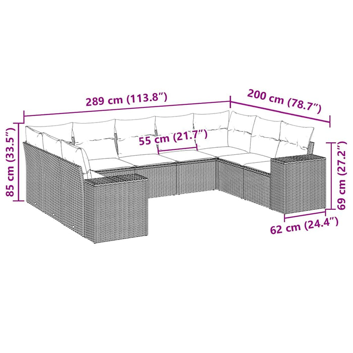 Set mobilier de grădină cu perne, 9 piese, negru, poliratan - WALTI WALTI